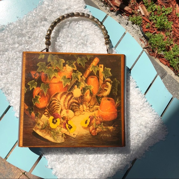 Handbags - Vintage Kitten Print Cigar Box Purse